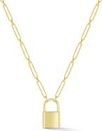 SPHERA MILANO Padlock Pendant Paperclip Chain Necklace