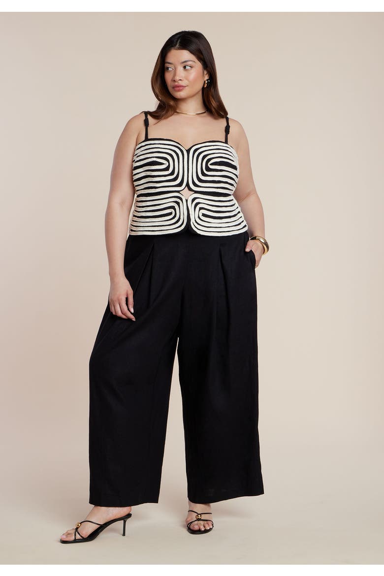 Embroidered Pleated Jumpsuit, Alternate, color, BLACK ONYX