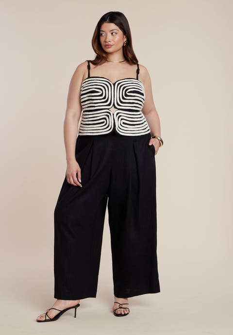 Embroidered Pleated Jumpsuit (Plus)