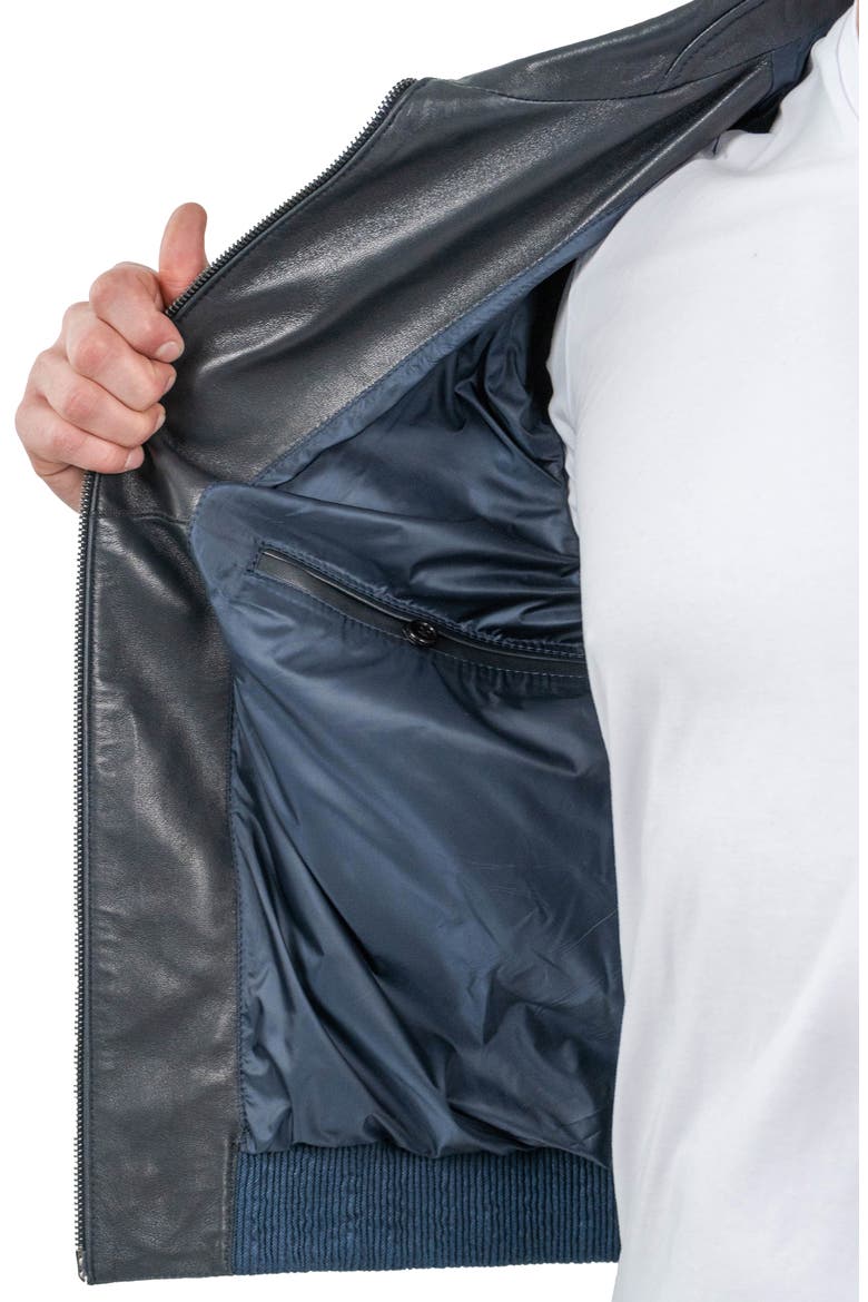 Ladder Print Leather Jacket, Alternate, color, BLUE