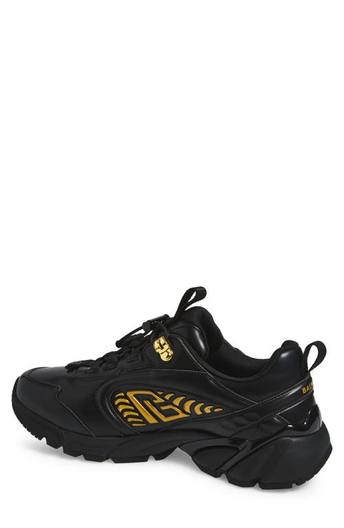 Balmain Cosmic Dust Glazed Leather Trainers In Black