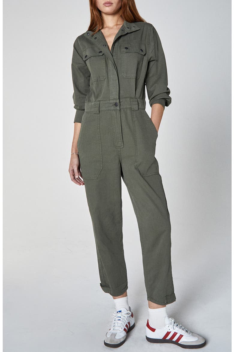 Janna Long Sleeve Cotton Utility Jumpsuit, Main, color, KELP