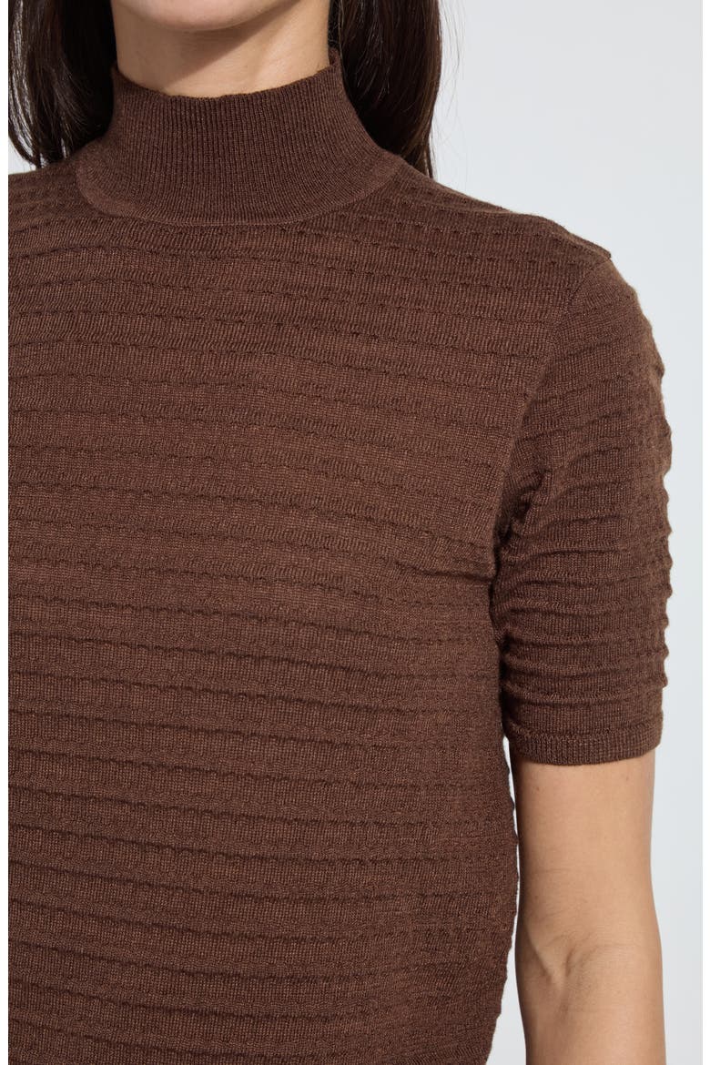 Lottie Mock Neck Short Sleeve Sweater, Alternate, color, PL WOOD