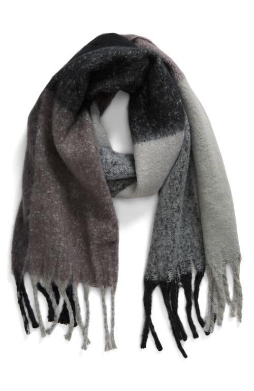 Nordstrom Plaid Brushed Fringed Scarf
