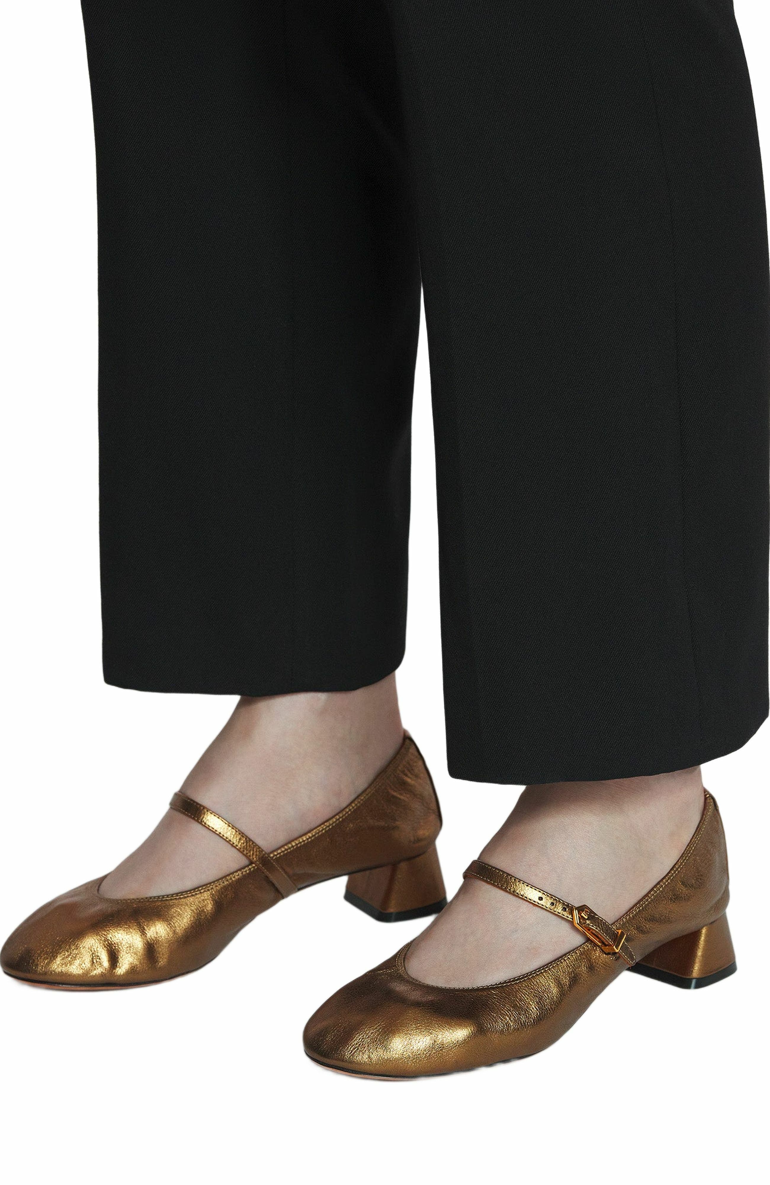 Lanvin Mary Janes With Metallic Leather Heels, Alternate, color, 