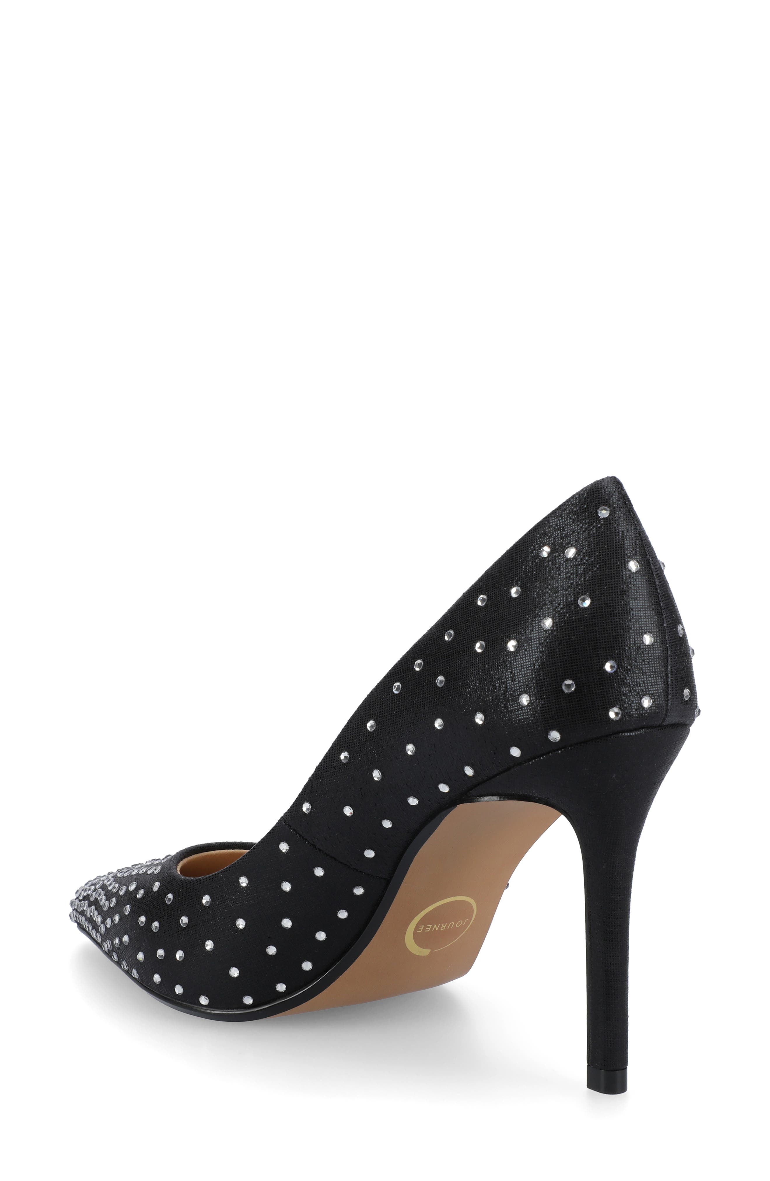 Journee Collection Embellished Pointed Toe Pump, Alternate, color, Black