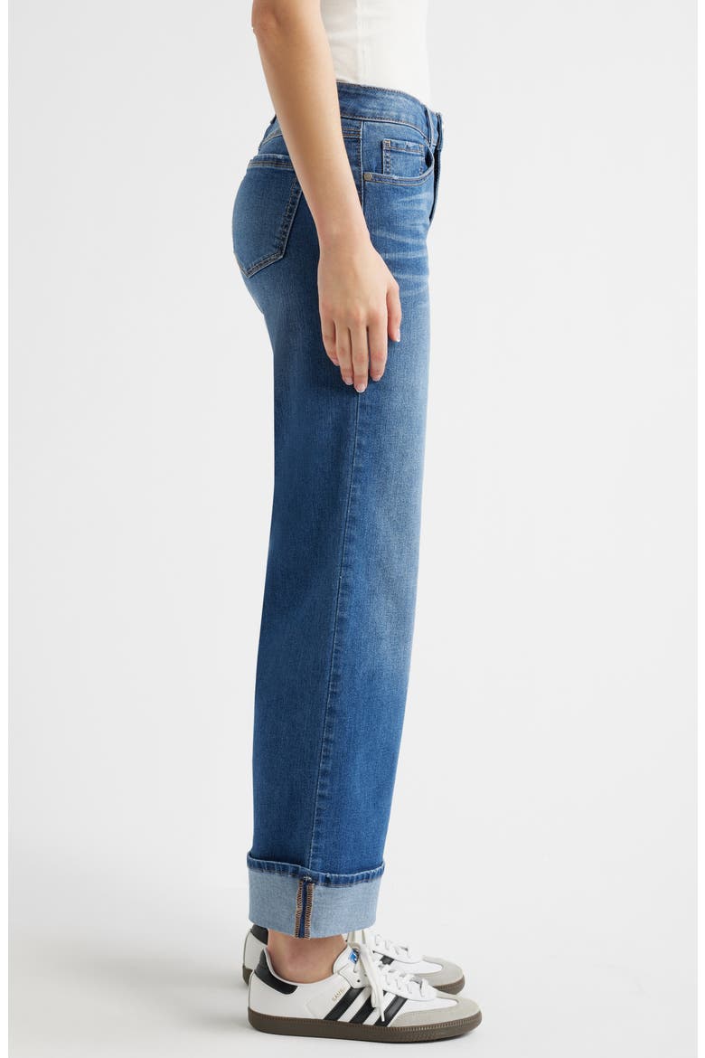 High Waist Cuff Slim Wide Leg Jeans, Alternate, color, PACIFIC