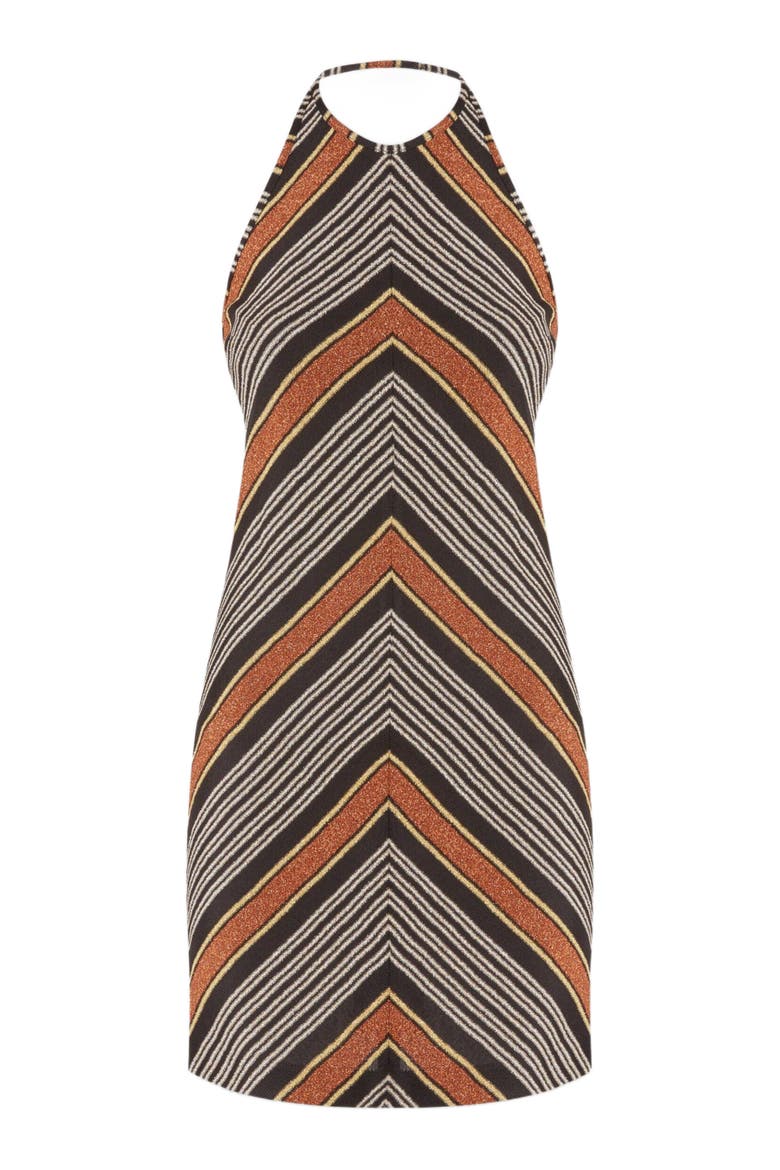 Mini-dress With Lamé Striped Halter Neckline, Alternate, color, Multicoloured