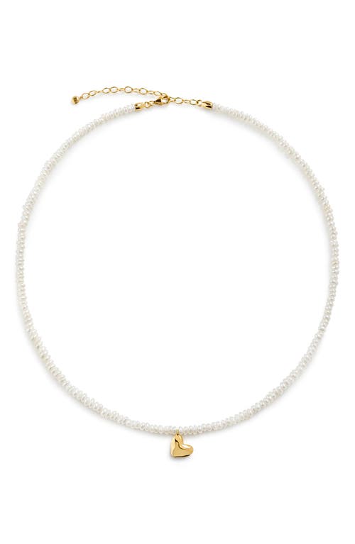 Monica Vinader Mini Heart Freshwater Pearl Necklace In Multi
