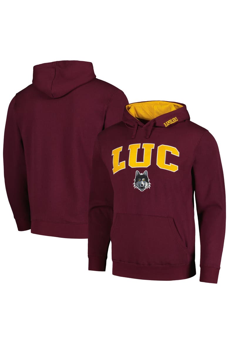 Men's Colosseum Maroon Loyola Chicago Ramblers Isle Pullover Hoodie, Main, color, Maroon