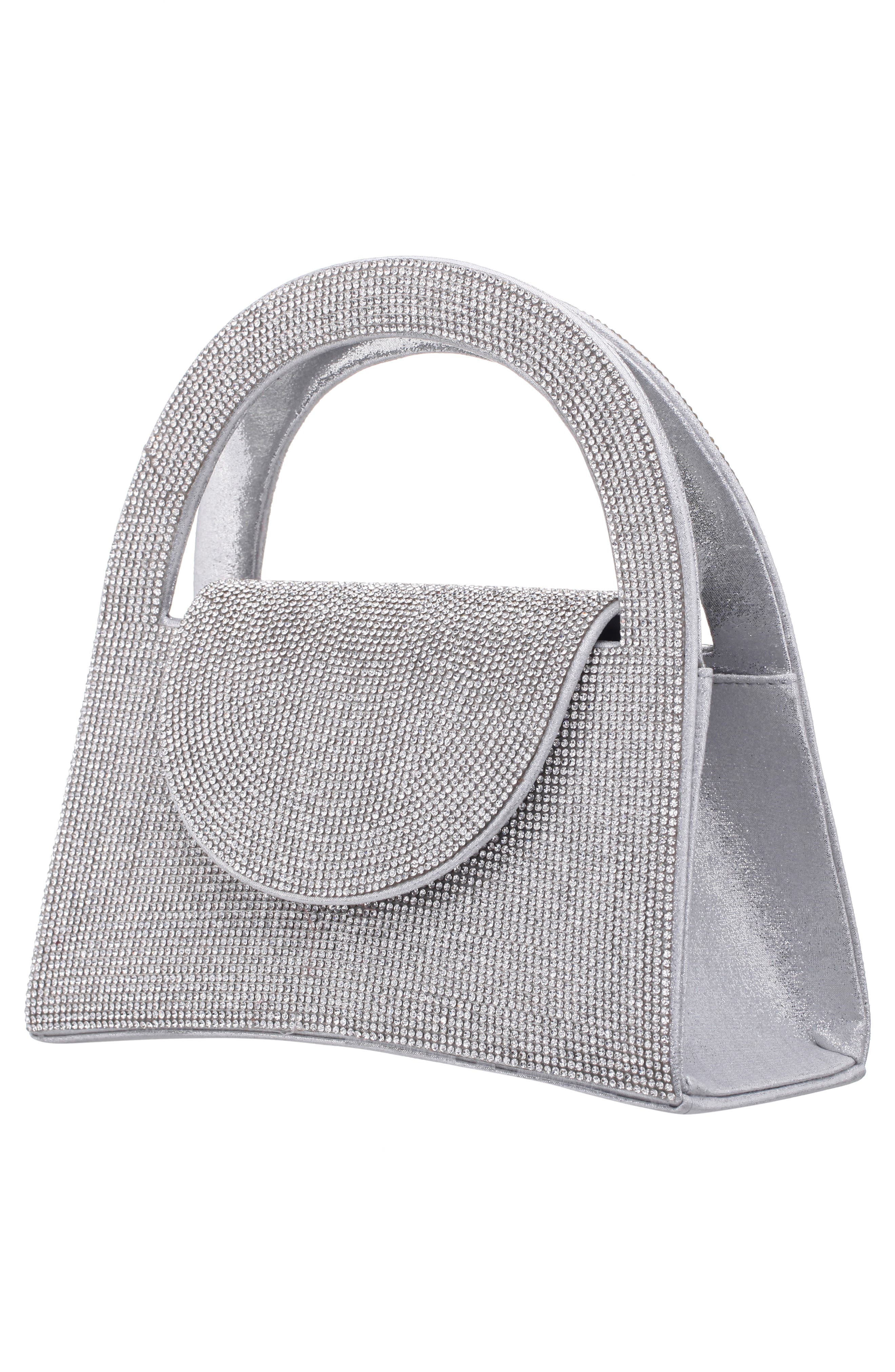 Nina Vixen Crystal Embellished Handbag, Alternate, color, Silver
