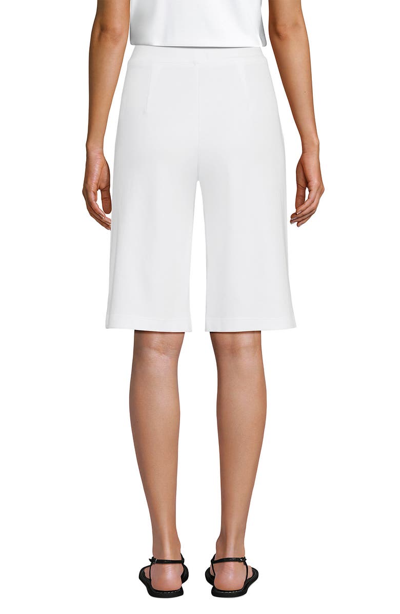 Lands' End Plus Size Sport Knit High Rise Pleated 12" Bermuda Shorts, Alternate, color, White