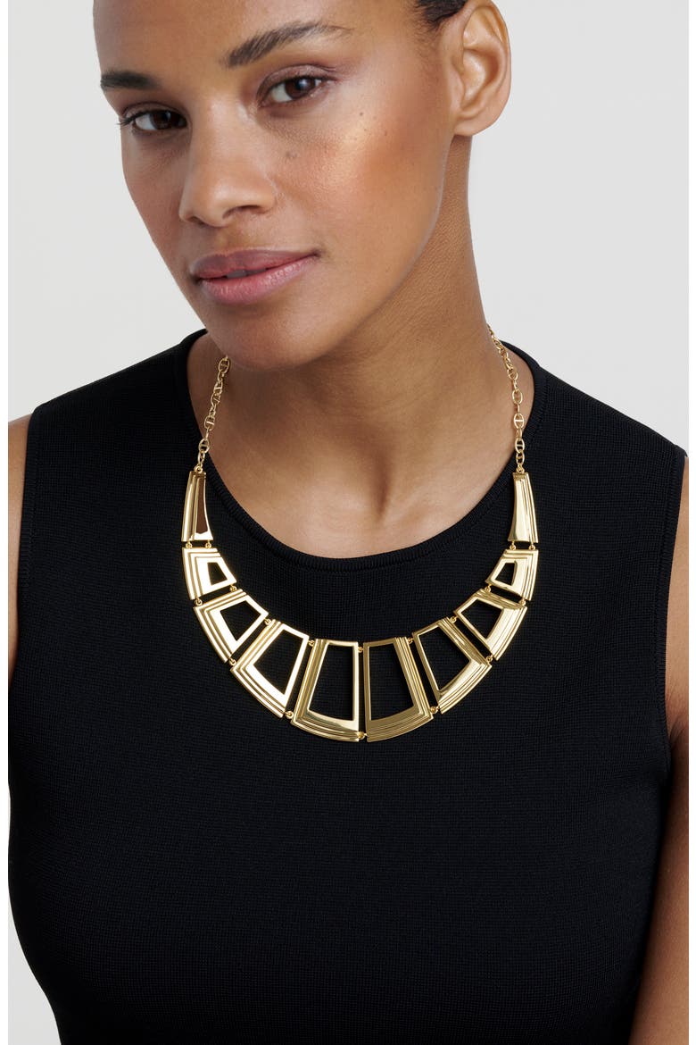 Denee Deco Groove Statement Necklace, Alternate, color, GOLD TONE