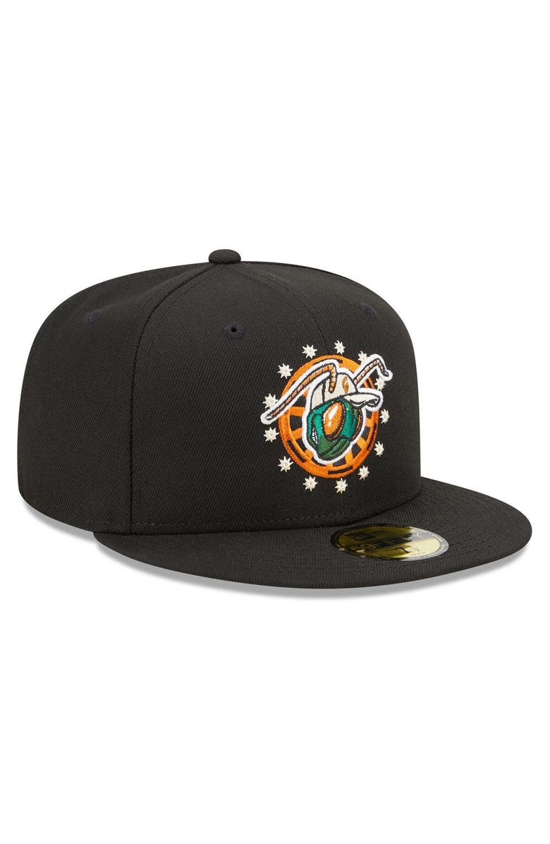 New Era Men's New Era Black Greensboro Grasshoppers Marvel x Minor League 59FIFTY Fitted Hat, Alternate, color, 