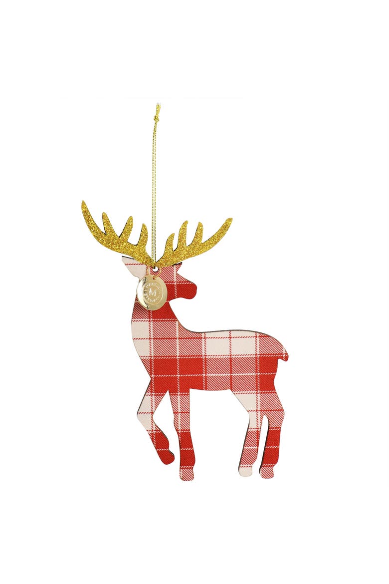 Holiday Reindeer Ornament 4 Piece Set in Red and Green, Alternate, color, Red