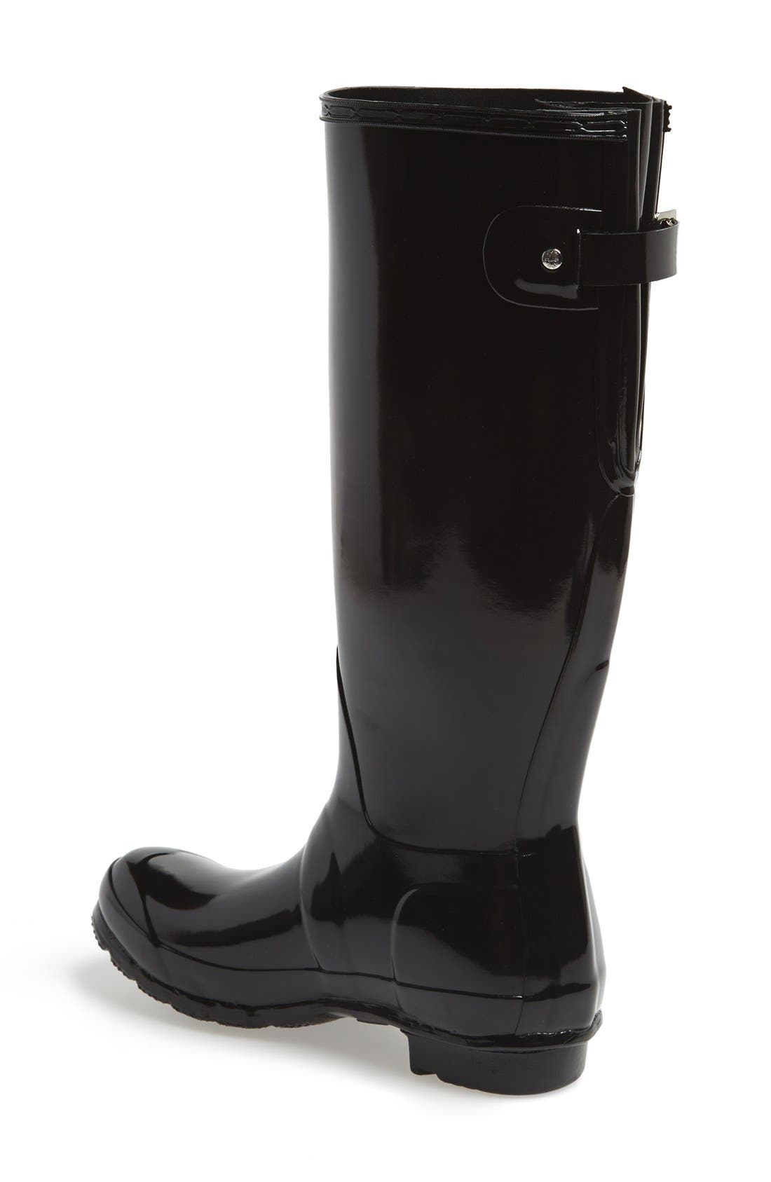 Hunter Adjustable Back Gloss Waterproof Rain Boot, Alternate, color, 
