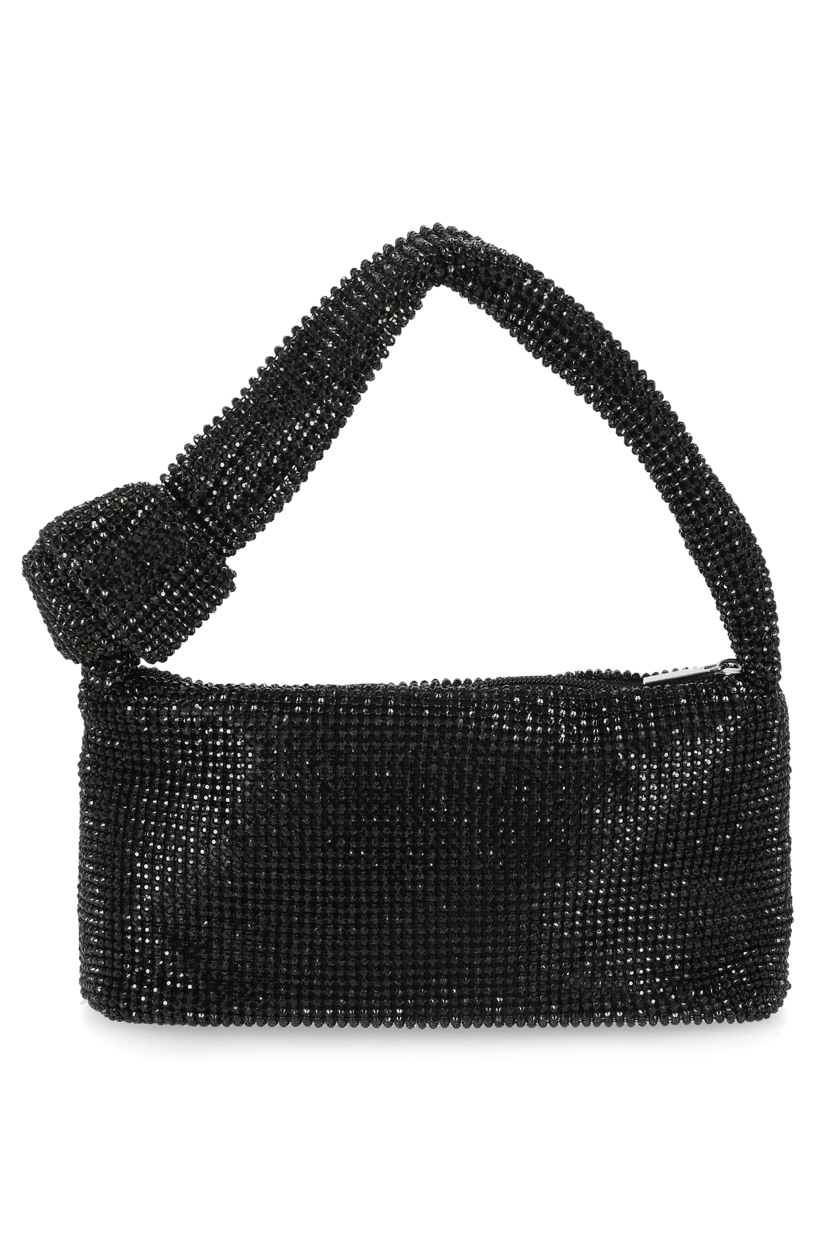 Jessica McClintock Etta Knotted Rhinestone Shoulder Bag, Alternate, color, Black