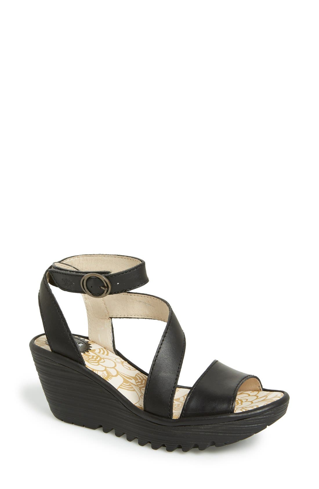 Fly London 'Yesk' Ankle Strap Wedge Sandal, Main, color, 