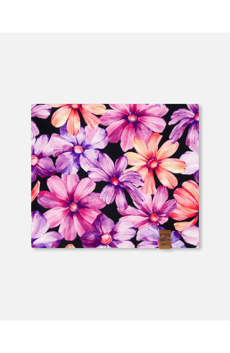 Deux par Deux Girl's Printed Neck Tube Black With Pink And Orange Flowers, Main, color, 