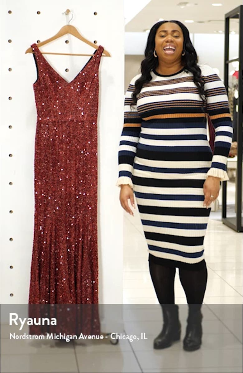 Sequin V-Neck Mermaid Gown, sales video thumbnail