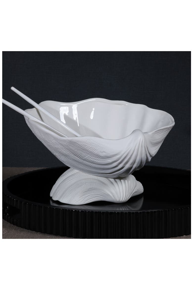 La Coquille Footed Clam Bowl, Alternate, color, WHITE