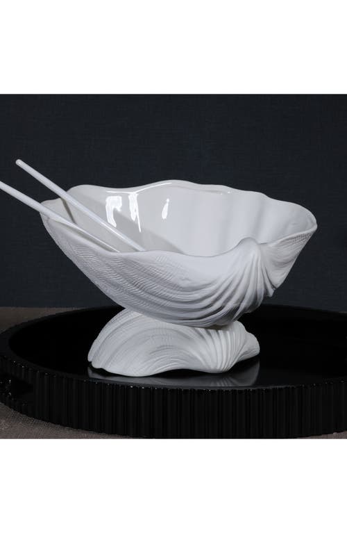 Zodax La Coquille Footed Clam Bowl In White