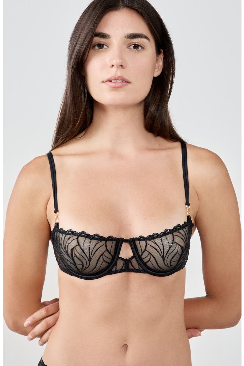 Envolee N°9 Embroidered Underwire Bra, Alternate, color, BLACK