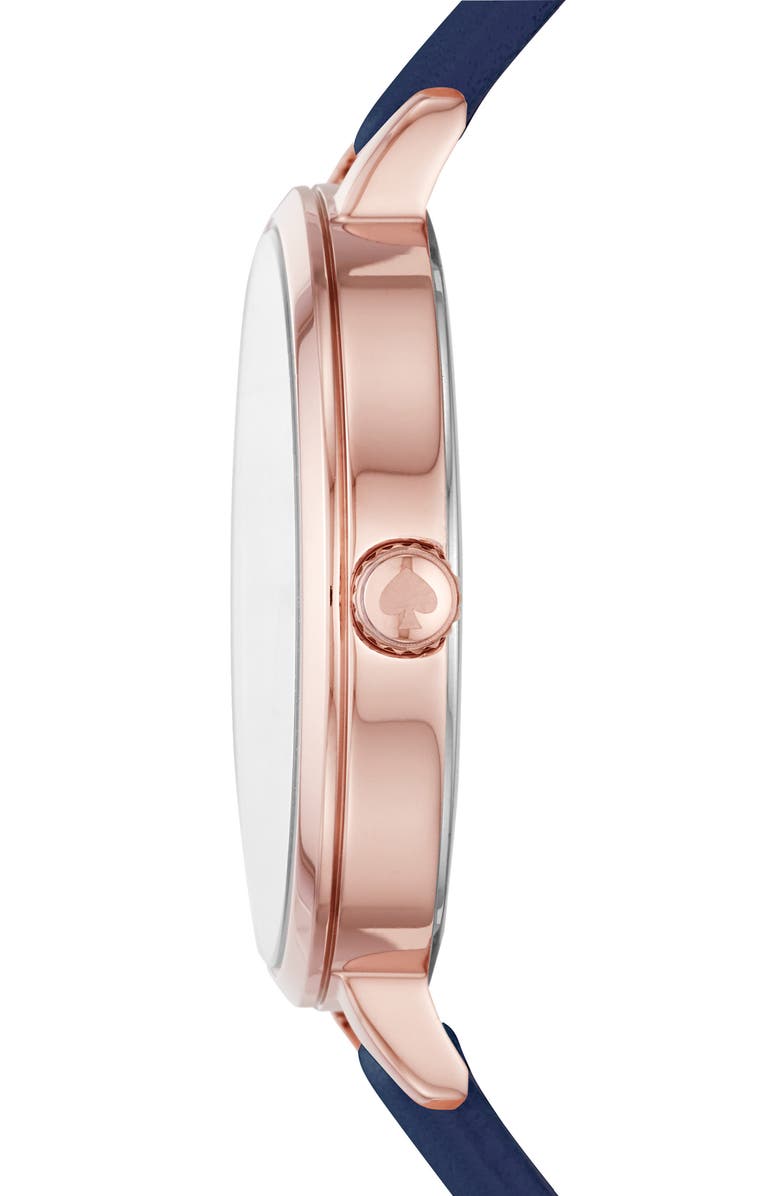 Kate Spade New York metro 5 o'clock somewhere leather strap watch, 34mm, Alternate, color, 