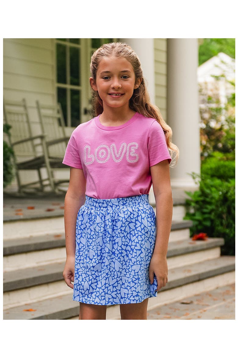 Girls Smocked Skort, Main, color, Tossed Hearts/Vista Blue