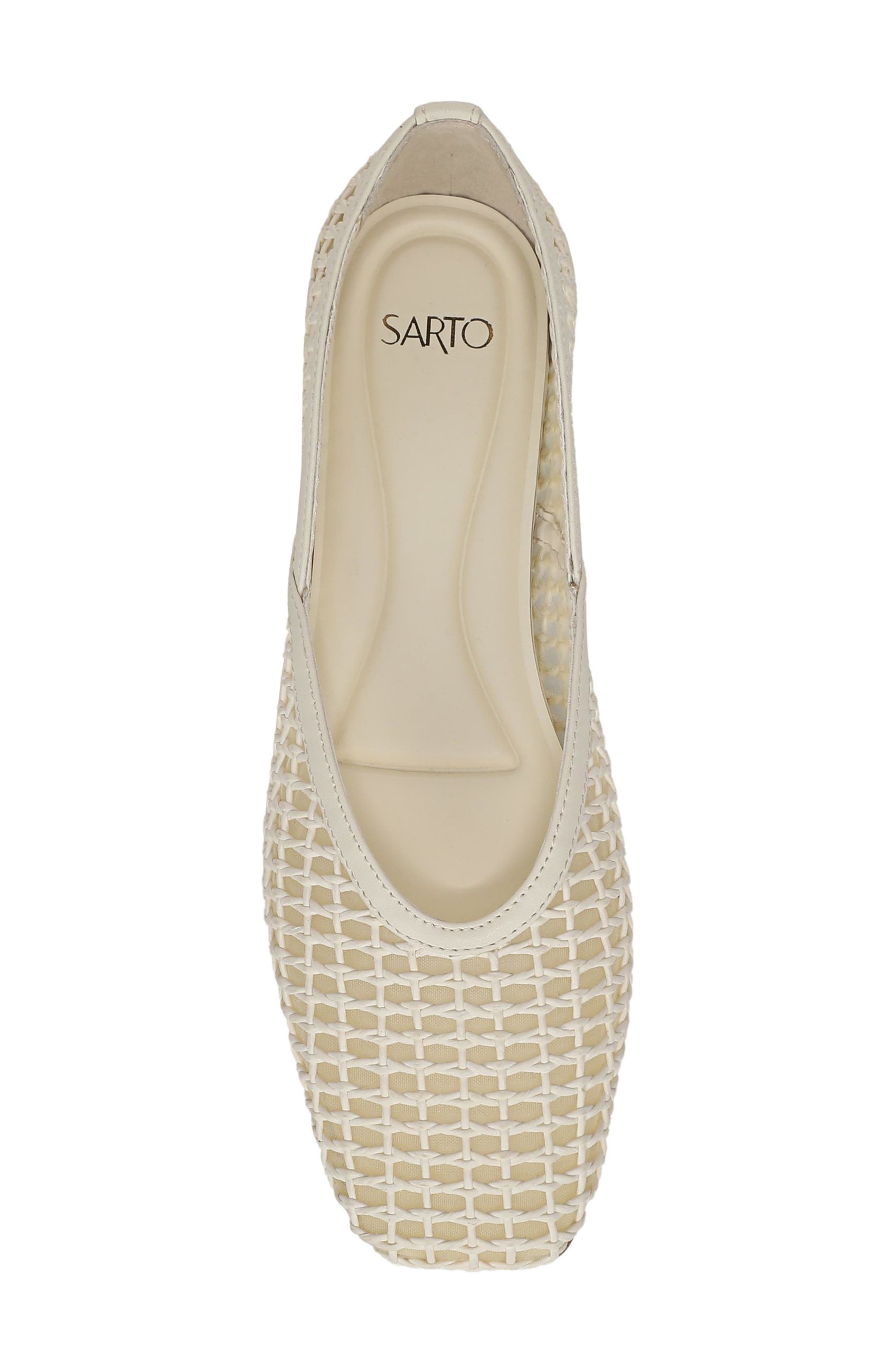 Flexa Square Toe Mesh Flat, Alternate, color, MARSHMALLOW WHITE