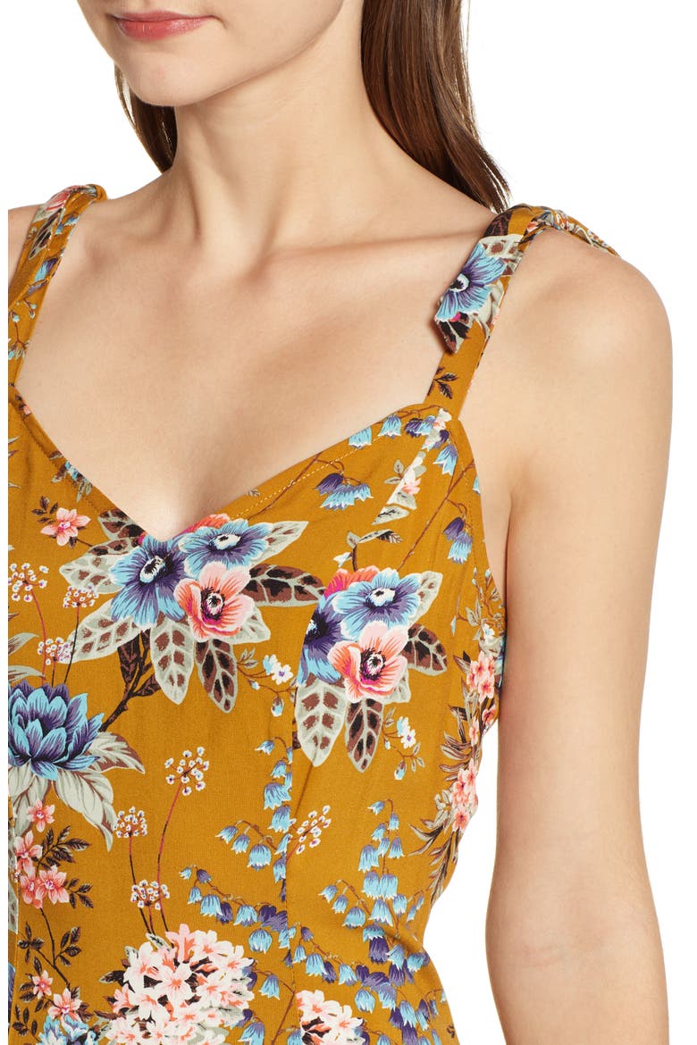 Floral Tie Strap Maxi Dress, Alternate, color, BROWN BRONZE KRISTA FLORAL