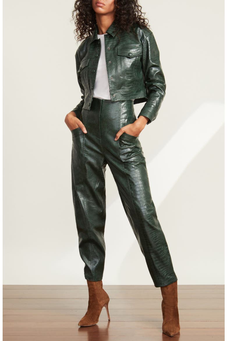 Kita Faux Leather Ankle Pants, Alternate, color, EVERGREEN
