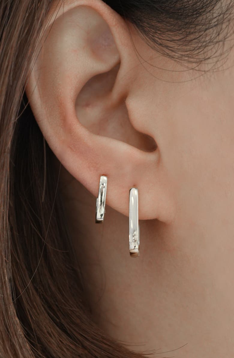 Argento Vivo Sterling Silver Set of 2 Oblong Hoop Earrings, Alternate, color, Silver