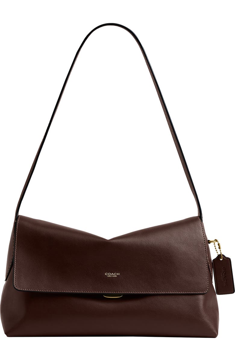 COACH Chelsea 30 Natural Grain Leather Shoulder Bag, Main, color, B4/Maple