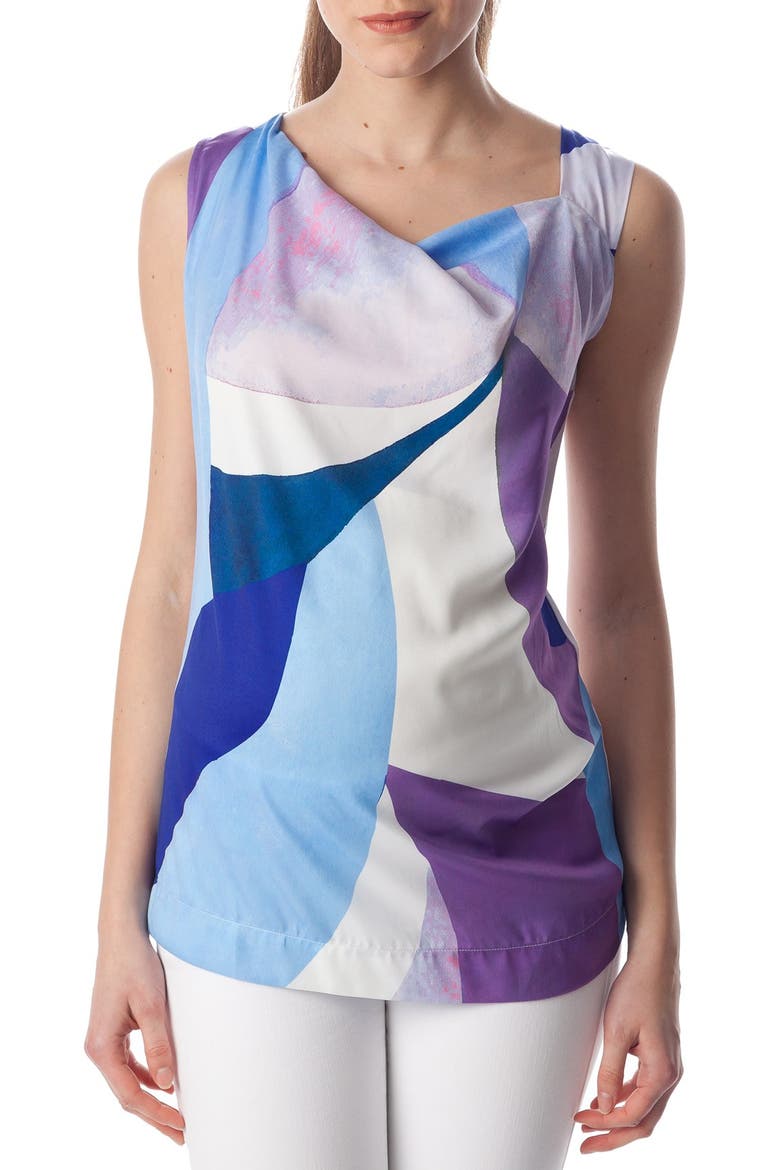 'Fialka' Graphic Maternity Top, Main, color, SKY SURF/ WHITE JERSEY