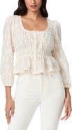 PAIGE Jay Floral Burnout Button-Up Peplum Top