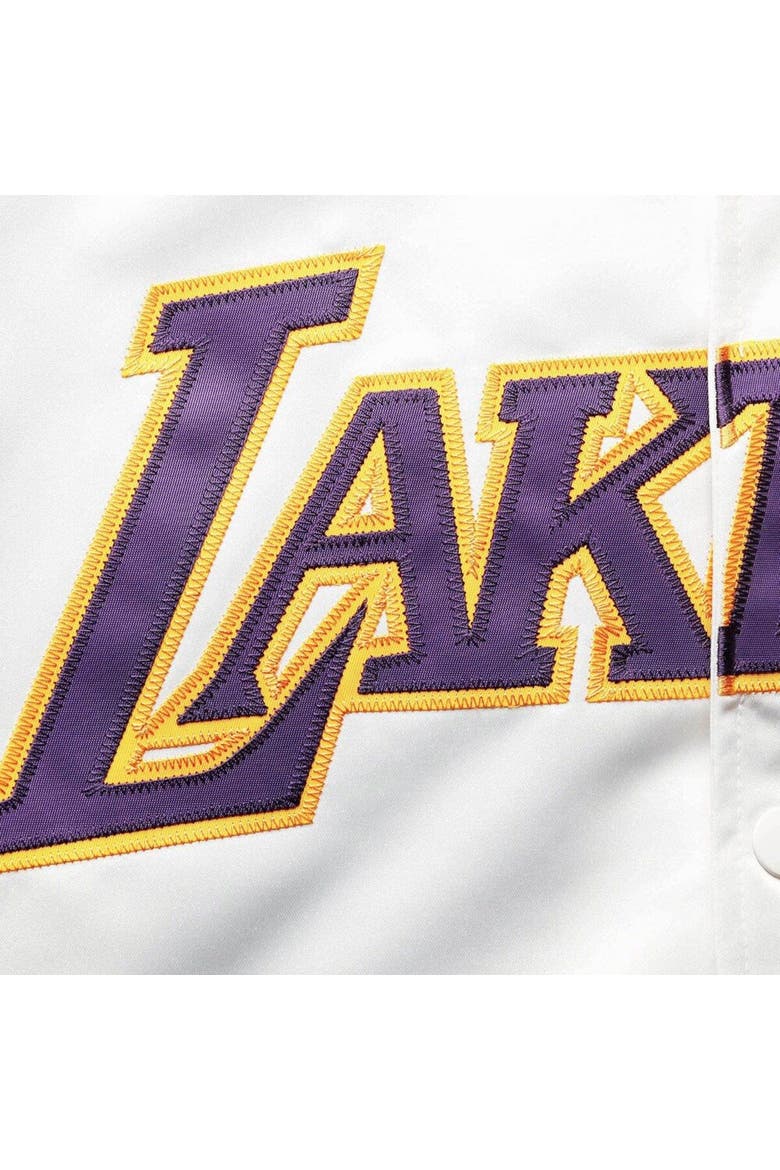 Men's Mitchell & Ness White Los Angeles Lakers Big & Tall Hardwood Classics Raglan Satin Full-Snap Jacket, Alternate, color, White