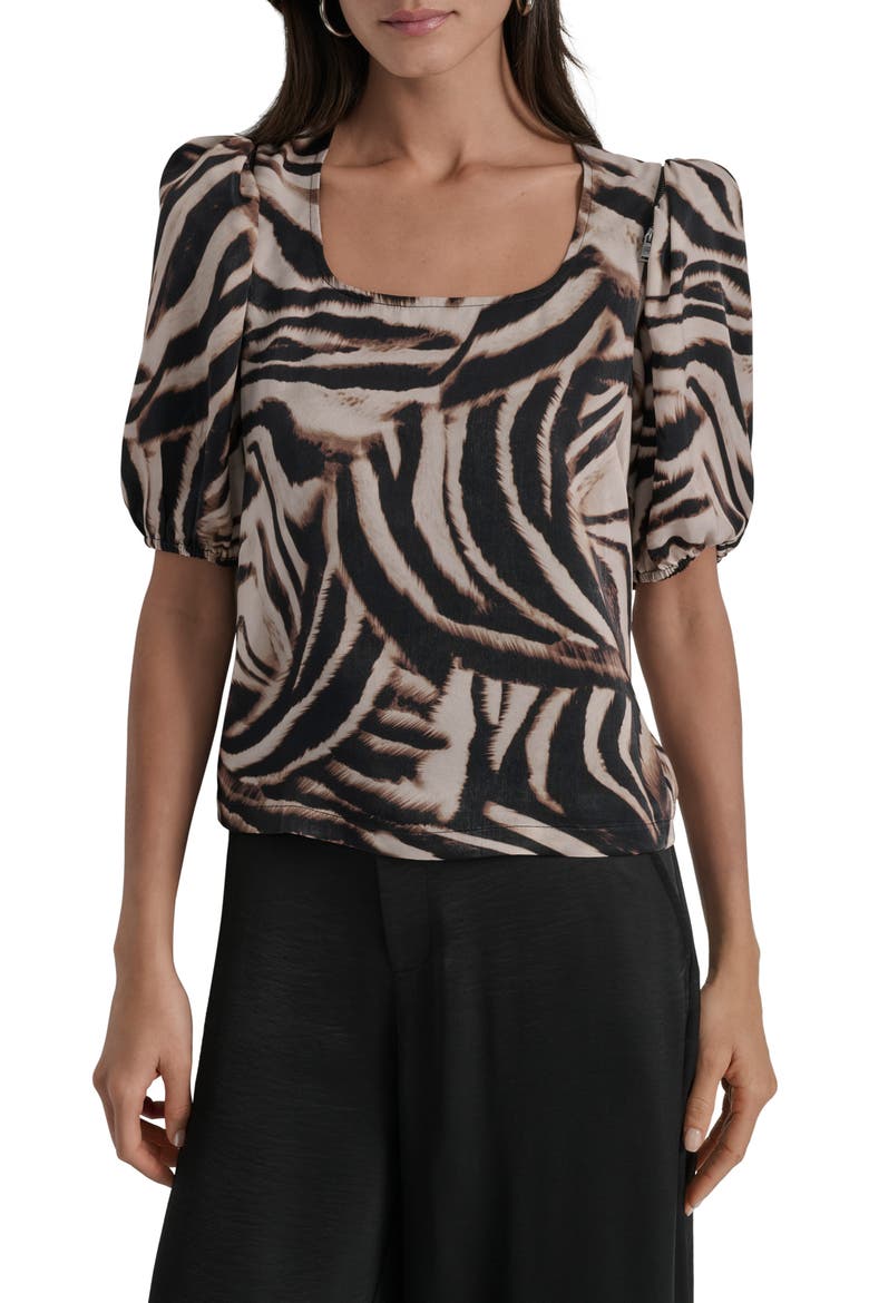 Zebra Print Cold Shoulder Top, Main, color, BLURRED ZEBRA