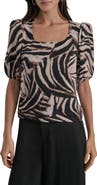 DKNY Zebra Print Cold Shoulder Top