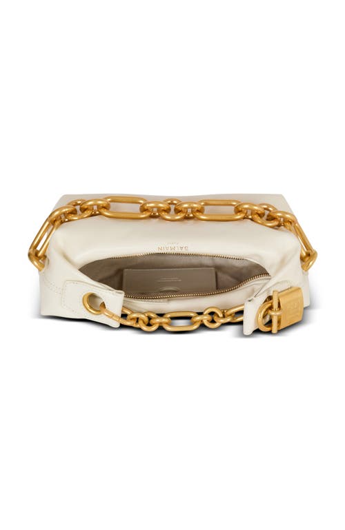Balmain Sync Chain Mini Top-handle Bag In Calfskin Leather In White