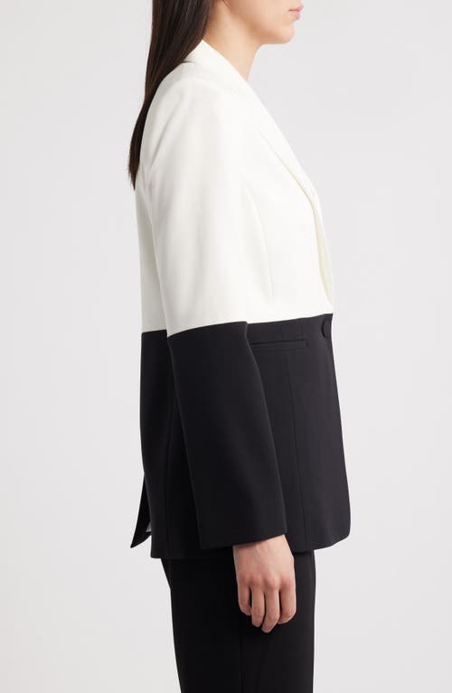 Tahari Asl Colorblock Blazer In White Black