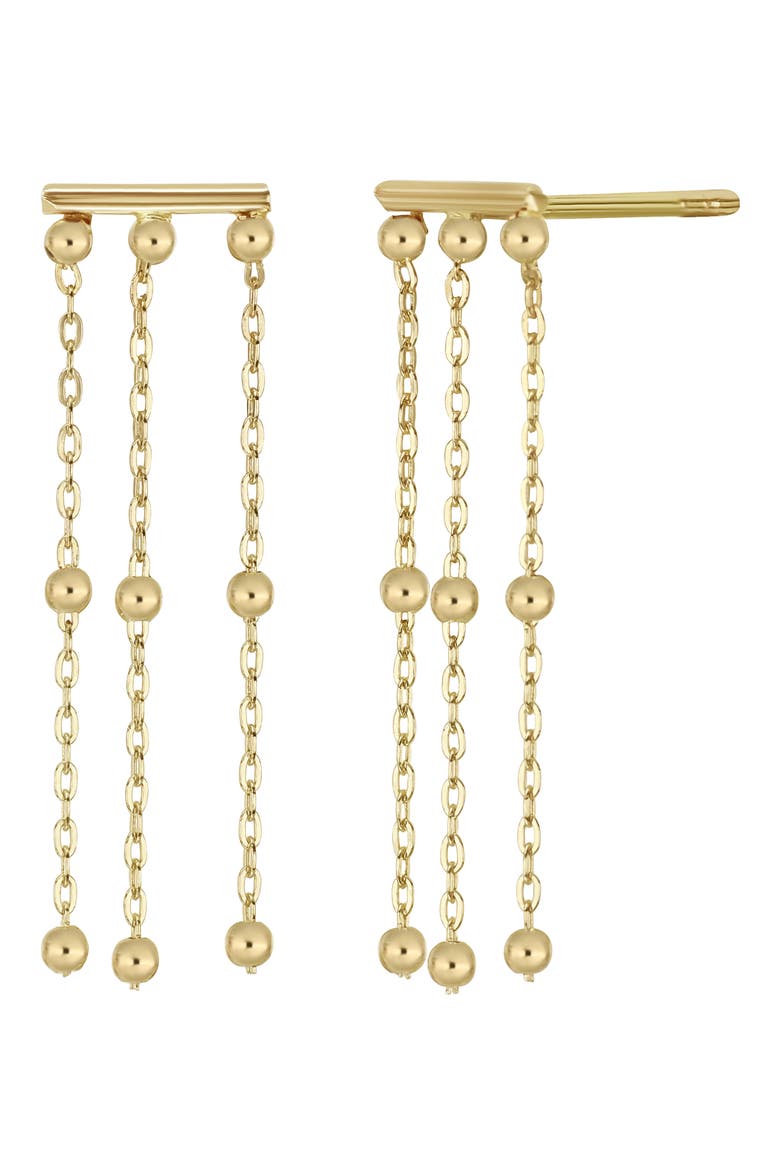 14K Yellow Gold Beaded Chain Drop Earrings, Main, color, 14K YELLOW GOLD