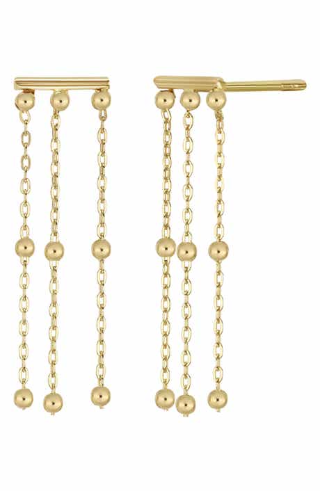 Bony Levy 14K Yellow Gold Beaded Chain Drop Earrings