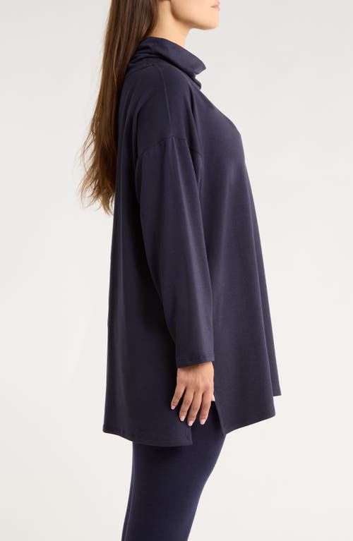 Eileen Fisher Draped Turtleneck Tunic In Blue