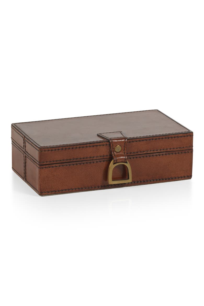 Chadwell Leather Decorative Box, Main, color, TAN/ GOLD