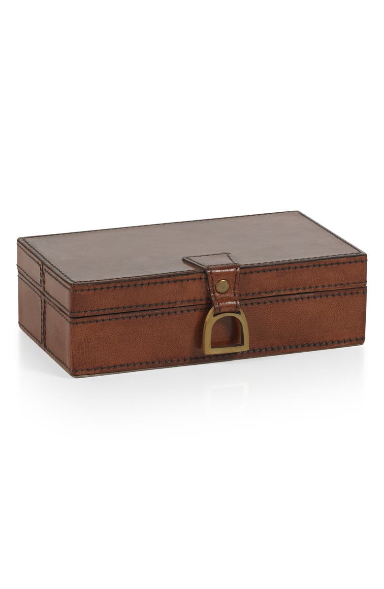 Zodax Chadwell Leather Decorative Box, Main, color, Tan/ Gold