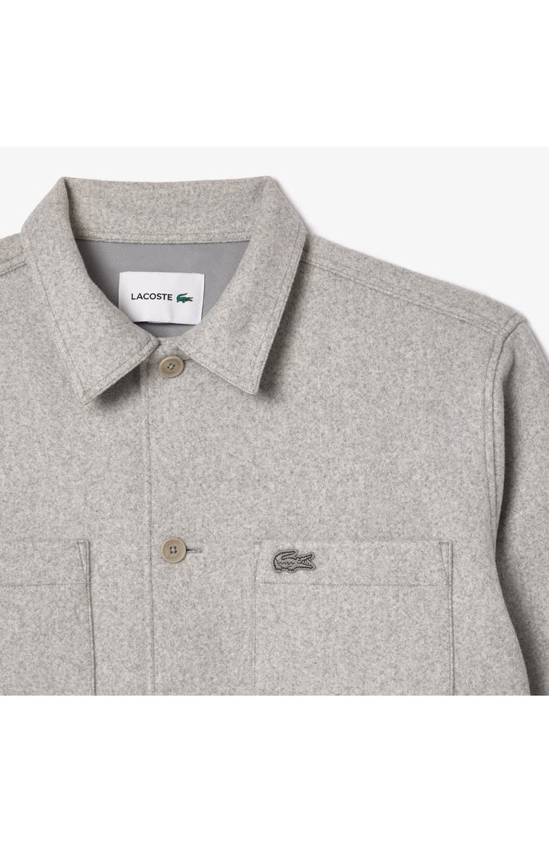 Lacoste Oversize Fleece Button-Up Overshirt, Alternate, color, Silver Chine