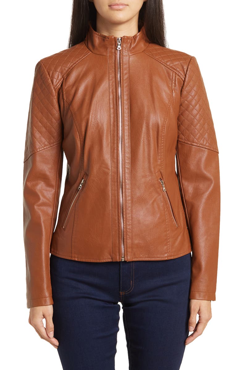 GUESS Faux Leather Quilted Jacket, Alternate, color, 