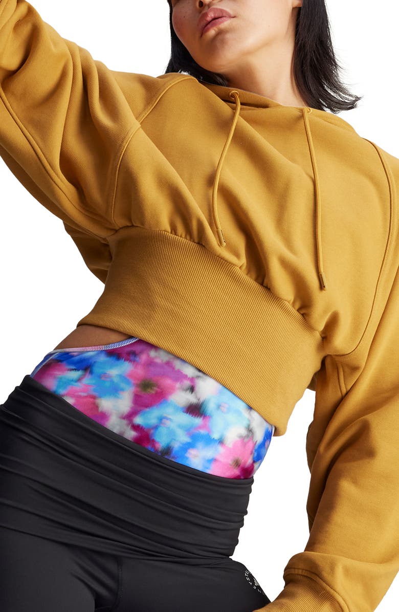 adidas by Stella McCartney Cropped French Terry Hoodie, Alternate, color, Dessert Dune