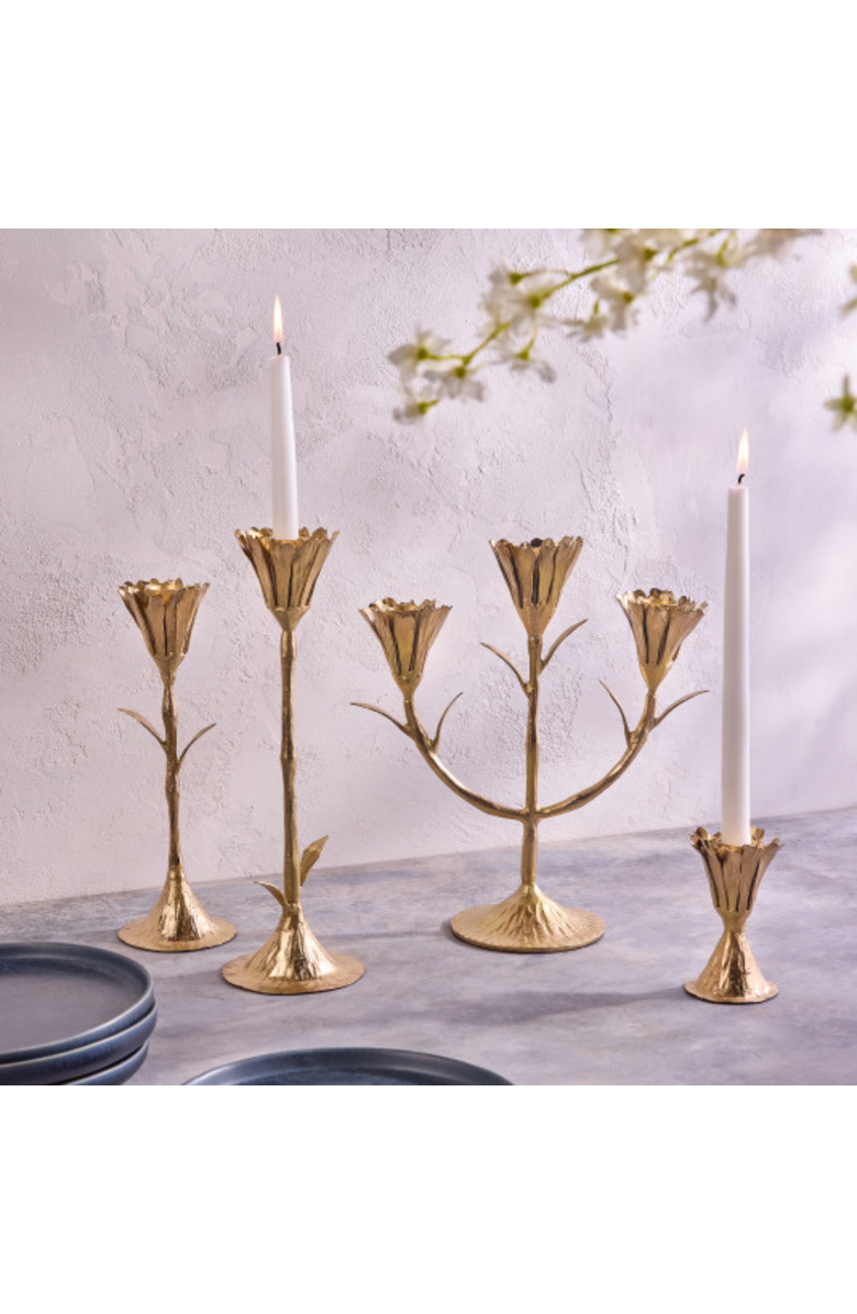 Be Home Floral Candleholder, Large, Alternate, color, Gold